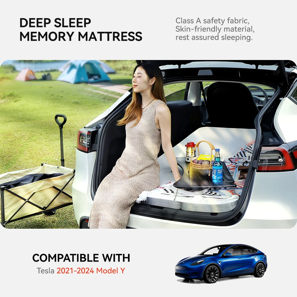 Фото YZ для Tesla Model Y 2024, матрас для кемпинга, матрас из губки с эффектом памяти, дорожная кровать, портативная в автомобиле, для сна, для кемпинга, путешествий №2