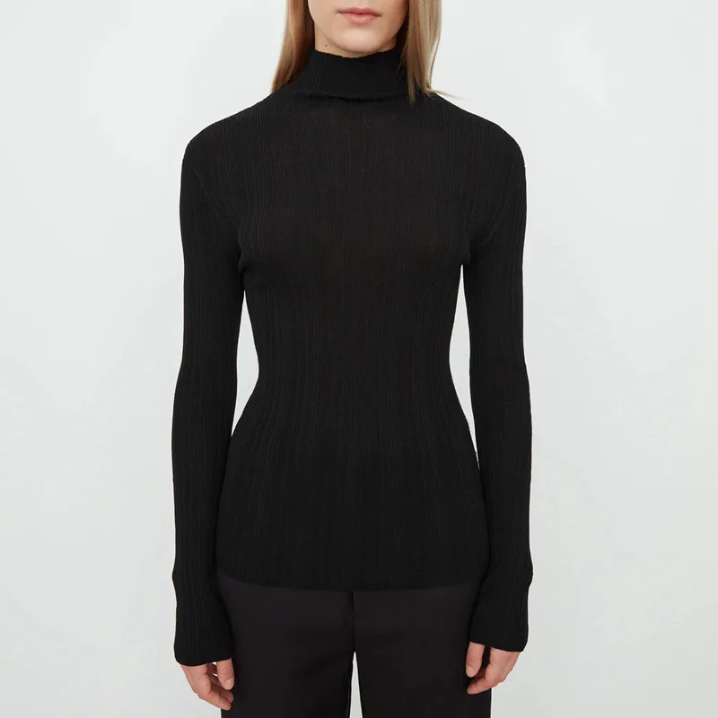 

Women Turtlneck Thin Knitwear Sweater Long Sleeved 2022 New Ladies Slim Simple Knitted Bottoming Pullover Tops Autumn and Winter
