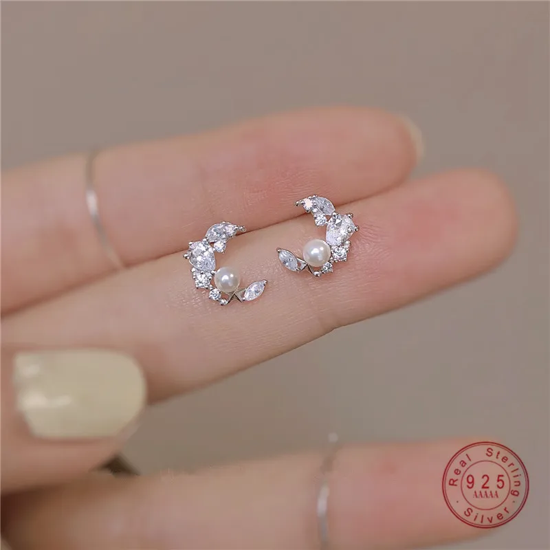 

Женские серьги из серебра 925 пробы с французским кристаллом и жемчугом