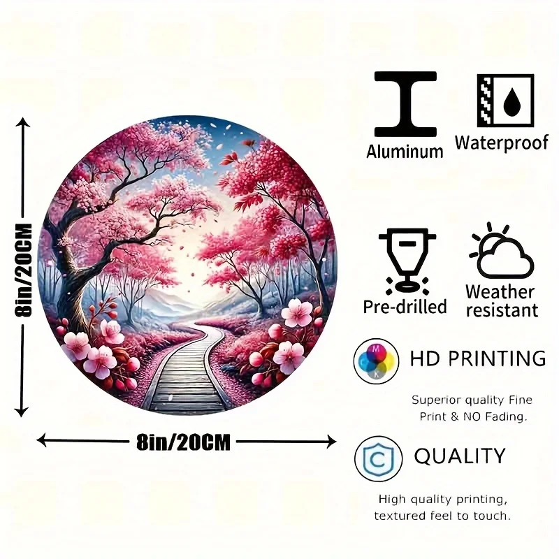 Алюминиевая Настенная картина вишневый цвет круглая 2D постер на стену 8 дюймов