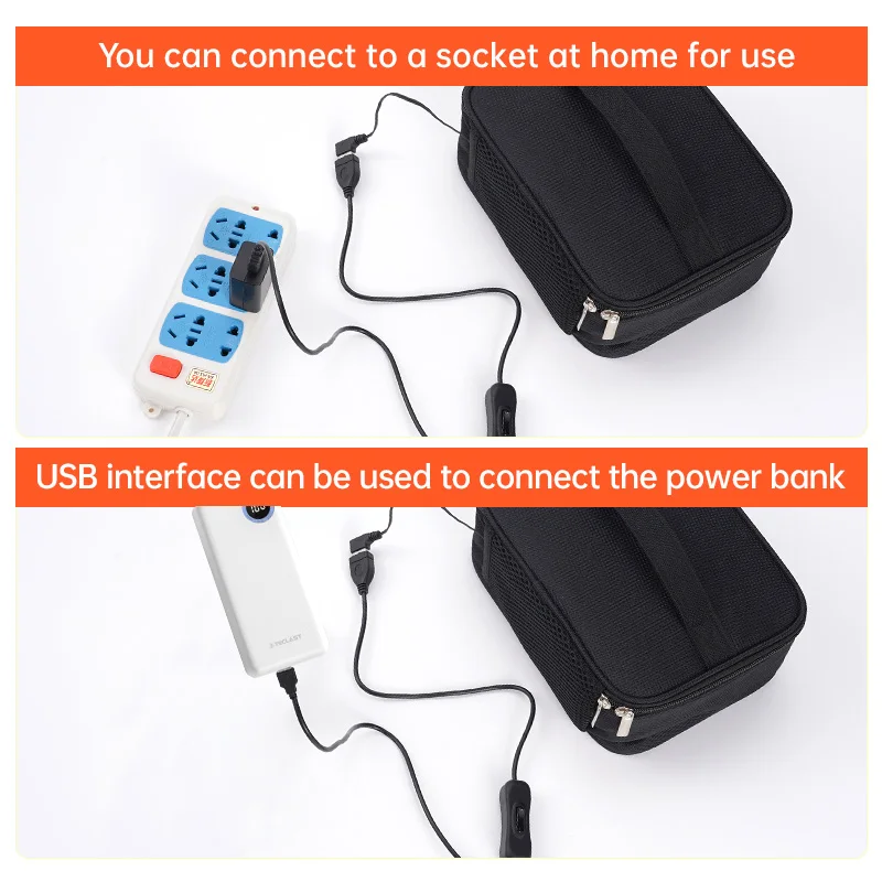 23*19*9 см черная водонепроницаемая USB-сумка с электрическим подогревом для