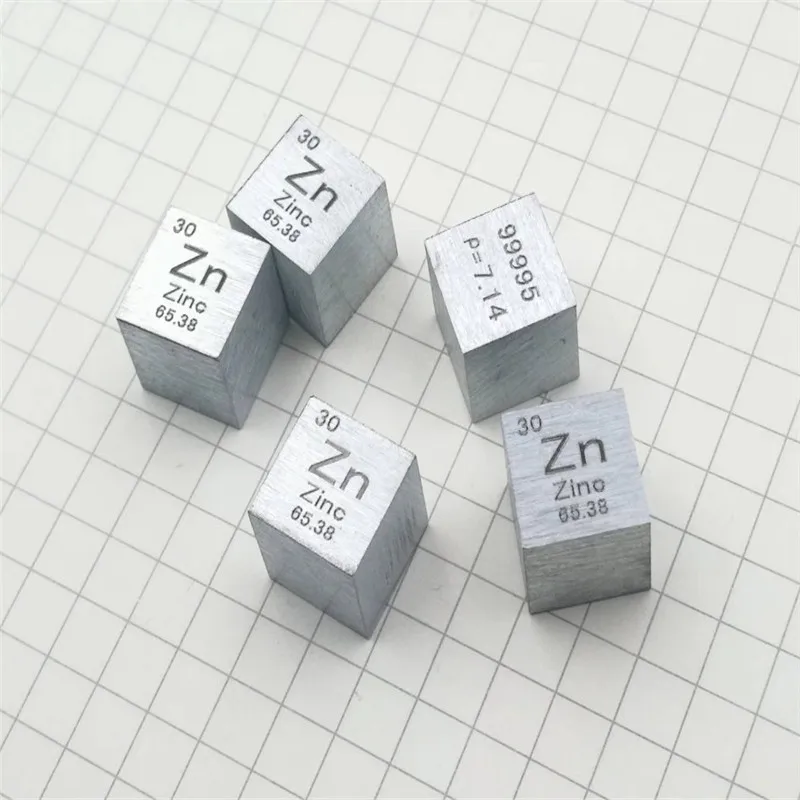 

High Purity Metal Zinc Periodic Table Cube Size 10mm Zn 99.995% Pure Element Collection Gift Decoration