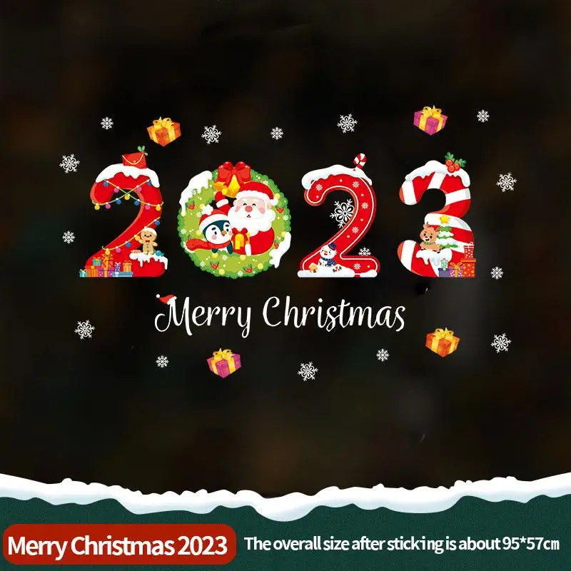 1 шт. рождественские украшения окна ПВХ наклейки стеклянная витрина магазина