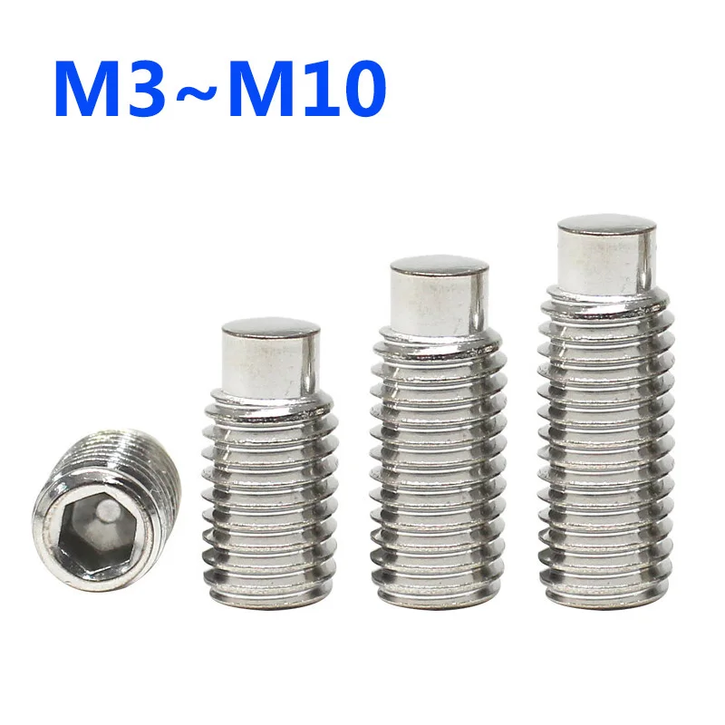 

304 Stainless Steel Hexagon Socket Set Screw Cylindrical Head Machine Top Thread Headless Screw Kimi Stop Screw M3 M4 M5 M6M8M10