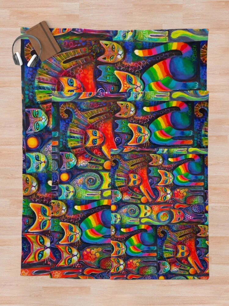 Радужные кошки акриловое одеяло для путешествий легкое роскошный бренд |