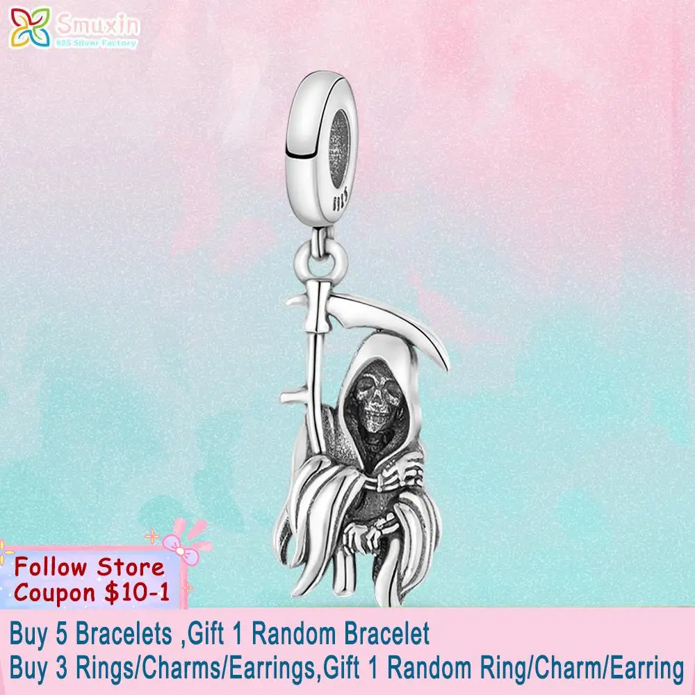 

Smuxin 925 Sterling Silver Beads Grim Reaper Charm fit Original Pandora Bracelets Fashion Fine Jewelry Gift