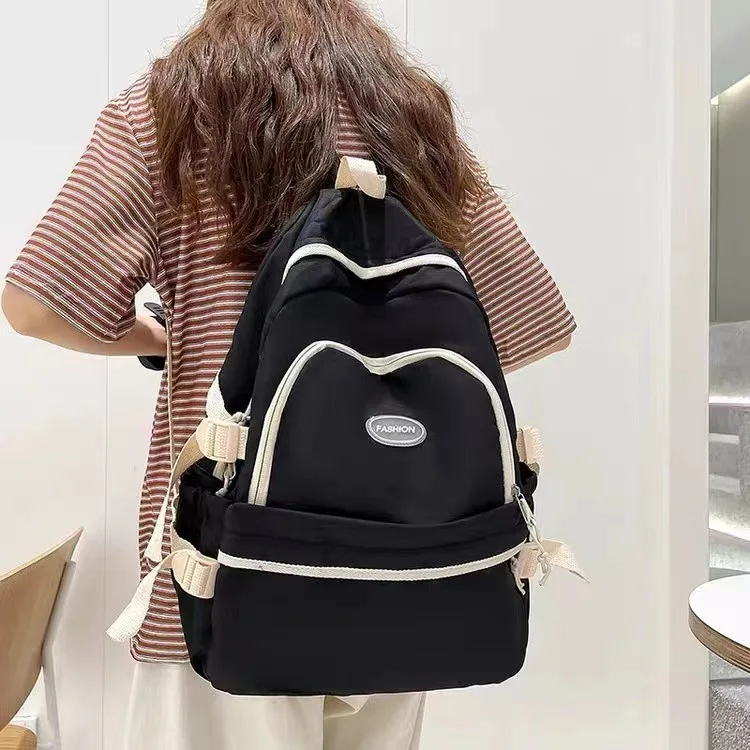 

Casual Zipper Backpacks High-capacity Schoolbags Female Junior High School Students' Harajuku Style Campus Back Pack