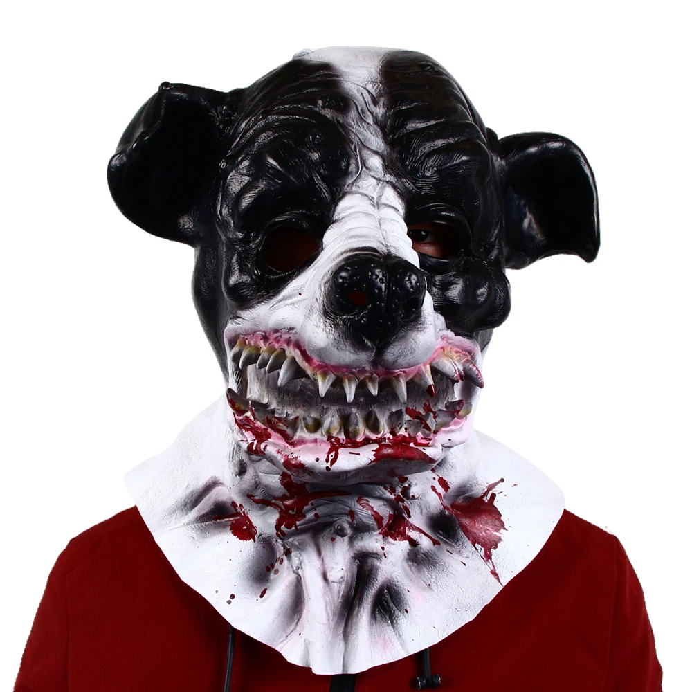 

Halloween Bloody Creepy Evil Scary Animal Dog Head Helmet Adult Monster Vampire Demon Horror Ghost Mask Latex Costume Party