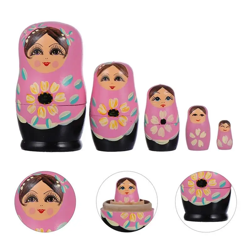 

5pcs Russian Nesting Dolls Chic Matryoshka Stacking Nested Matryoshka Poppen Voor Kinderen Brithday Geschenken Decor for Kids