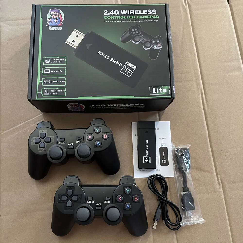 

Видеоигра Stick Lite 4K консоль 64 Гб встроенные 10000 игр Ретро портативная игровая консоль беспроводной контроллер для PS1/GBA