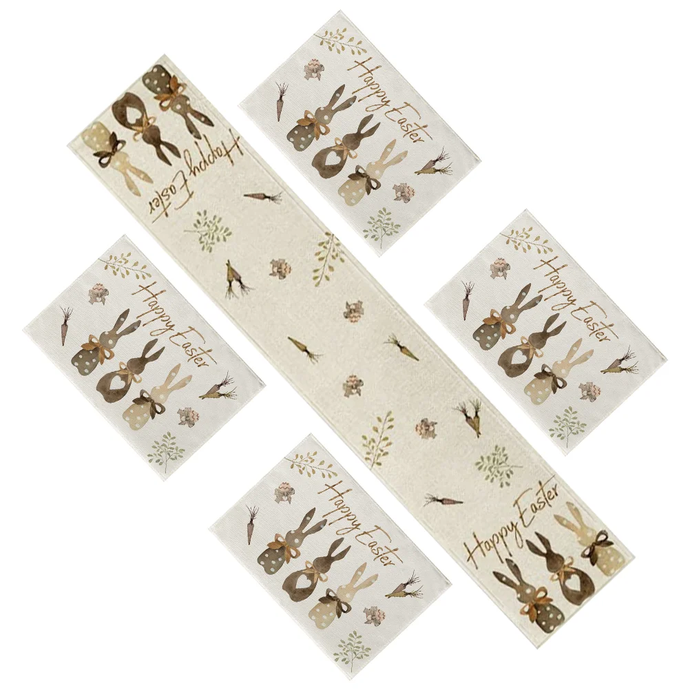 

Bunny Decor Spring Floral Placemat Dining Table Tabletop Place Mats Flax Household Place Mats Table Place Mats Dining