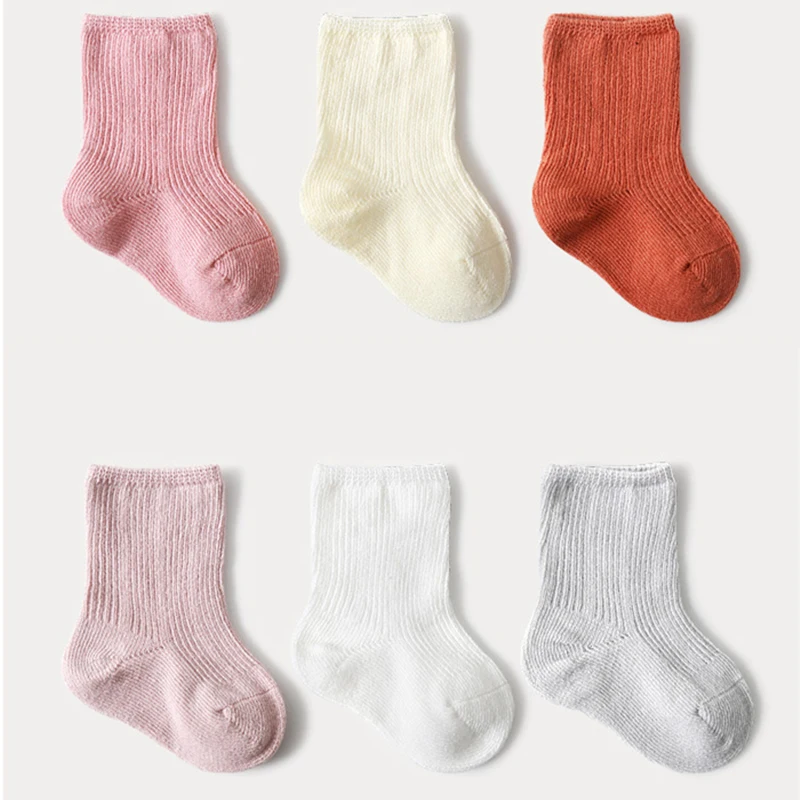 

3 Pairs Baby Girl Boy Socks Toddler Cotton Baby Winter Clothes Accessories Pure Color Combed Cotton Baby Socks For Autumn 2022