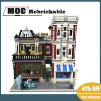 customized 3200pcs creative hot selling street view moc modular antique shops and ice cream shops model blocks diy kidstoy gift