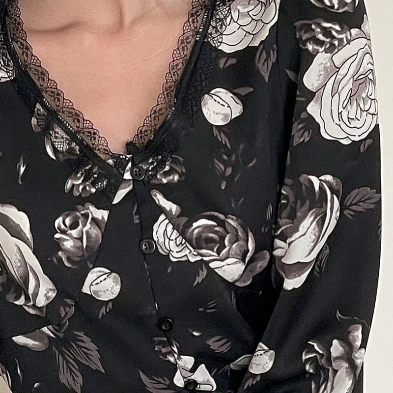 JHJN французская женская рубашка повседневная свободная блузка с v-образным