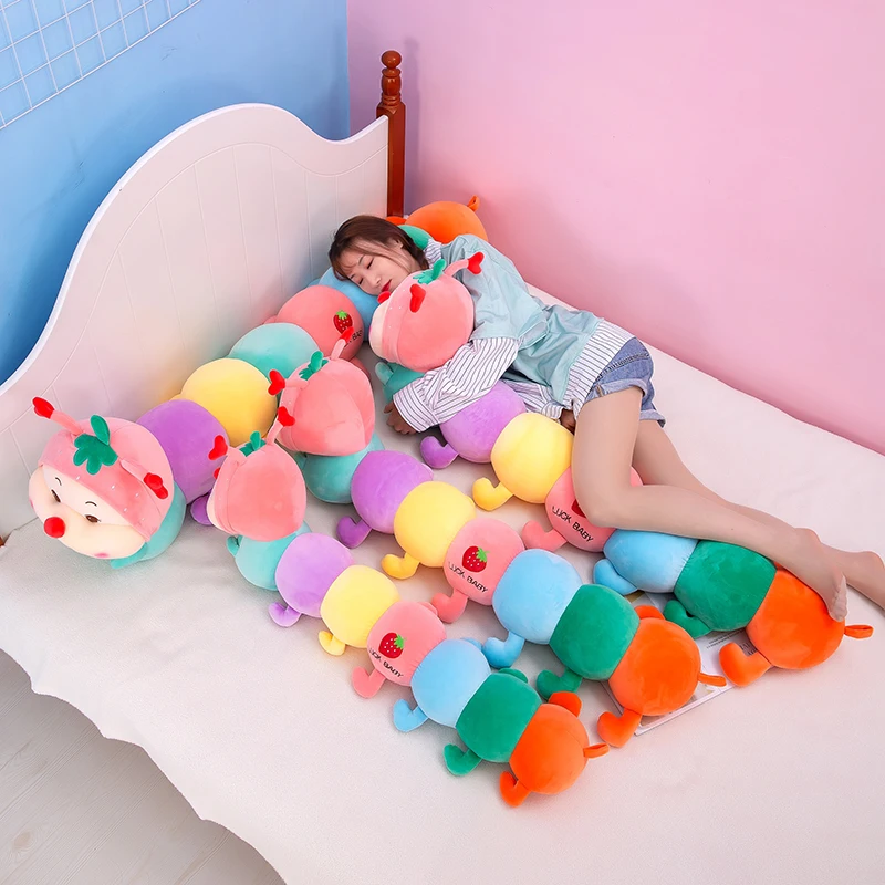 130 см милые мягкие Клубничные Гусеницы Плюшевые игрушки для офиса набивные