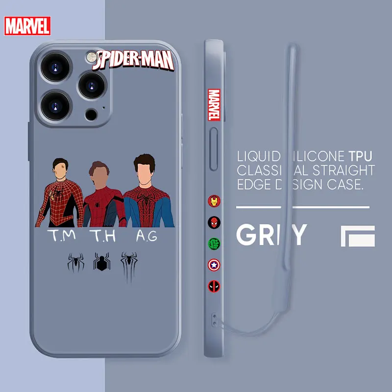 

Luxury Liquid Silicone Case For iPhone 13 12 11 Pro Max Mini X XR XS Max 7 8 6 6s Plus SE Shell Marvel Spiderman Save Girlfriend