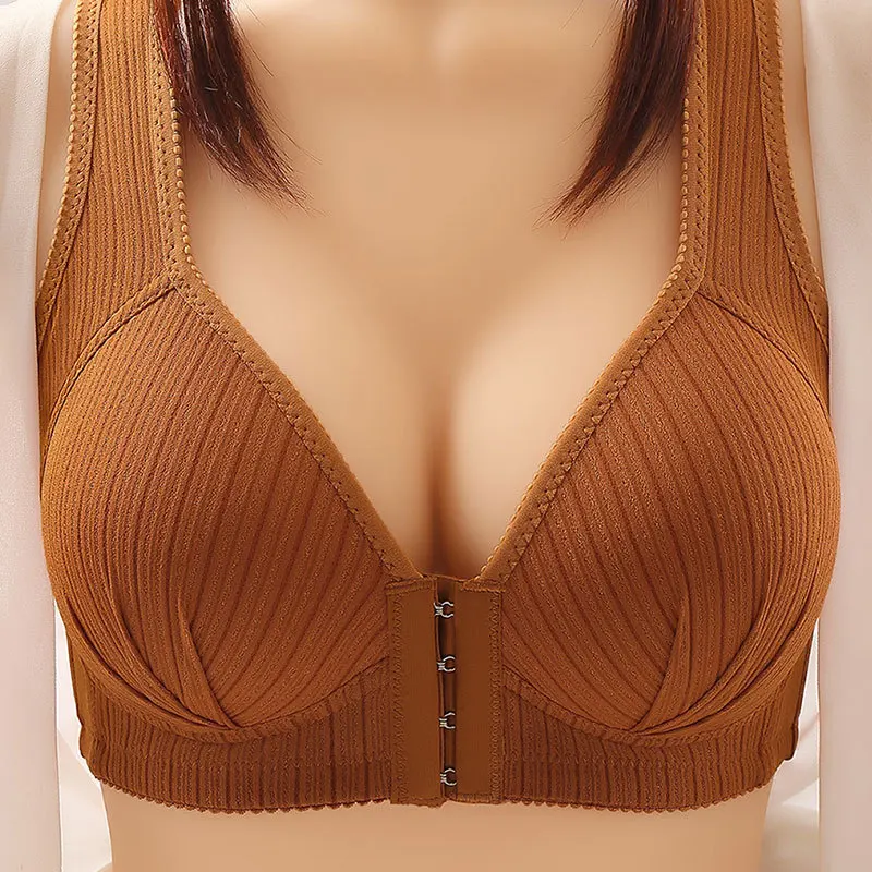Front Hook Bra Large Size Front Button-up Underwear Without Underwires Non-magnetic Convergence Side Tucked Breasts Middle-aged Bra Front Hook Bra Large Size Front Button-up Underwear Without Underwires Non-magnetic Convergence Side Tucked Breasts Middle-aged Bra