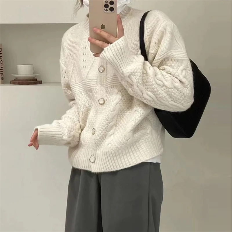 Вязаный кардиган в стиле ретро женское осенне-зимнее Новое корейское нижнее