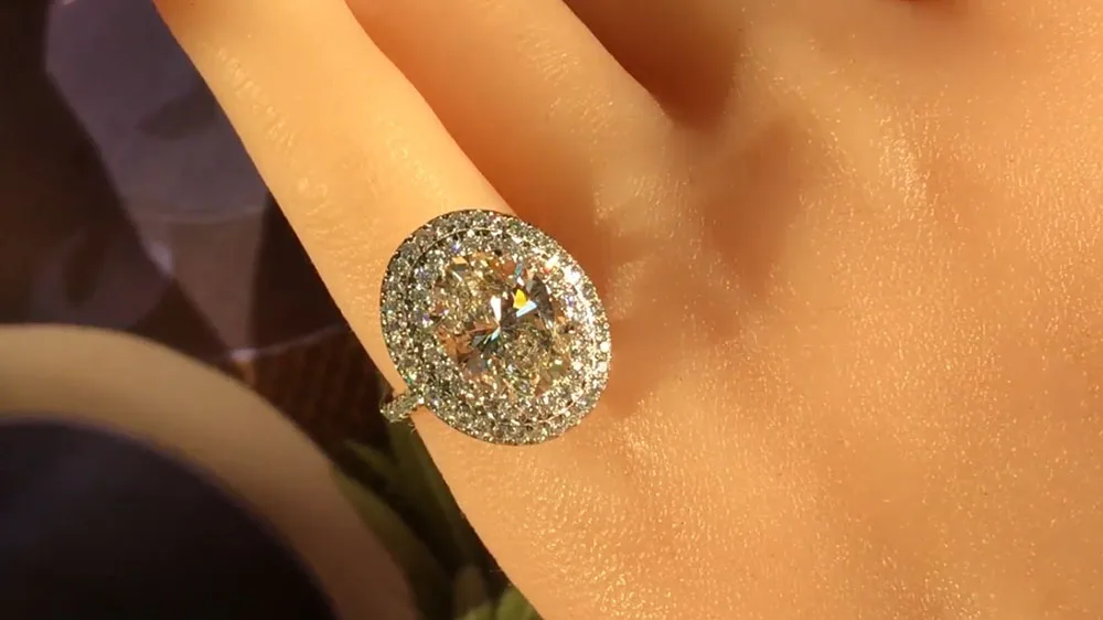 Custom Solid 14K White Gold Women Wedding Party Anniversary Engagement Ring 1 2 3 4 5 Ct Oval Two Laps Moissanite Diamond