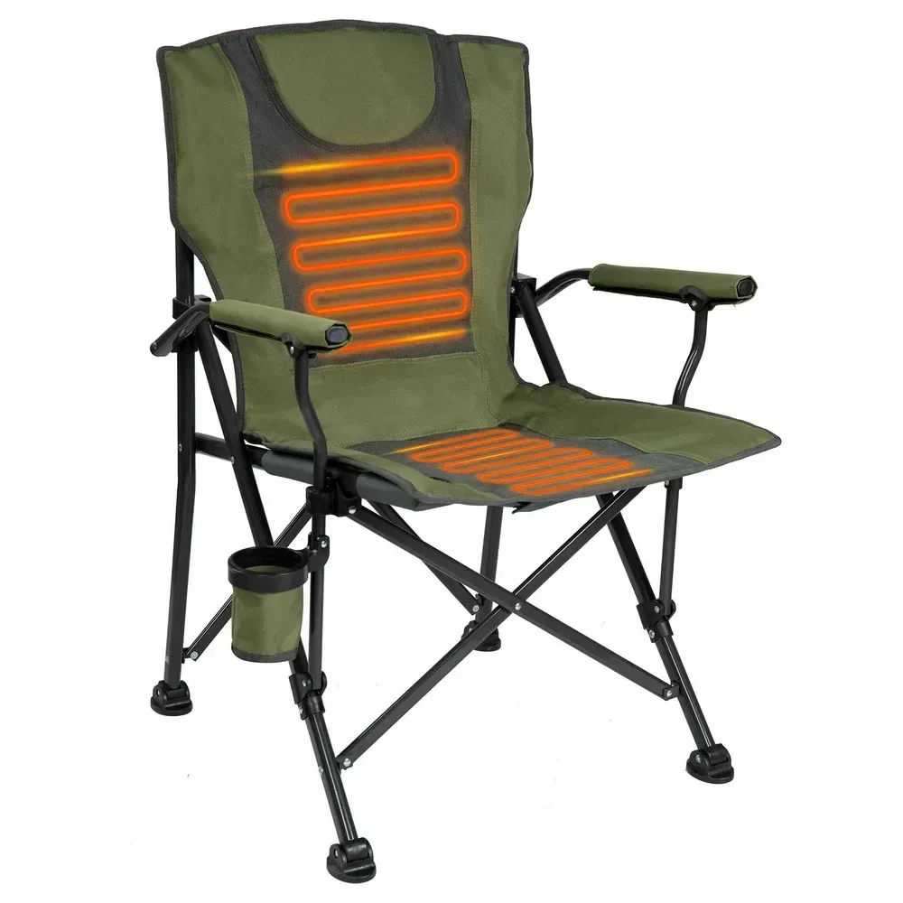 

Heated Portable Camp Chair - Green/Grey - Great for Camping, Sports and the Beach