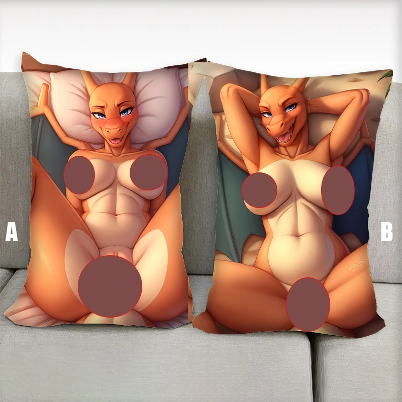 Фото Подушка в стиле аниме Dakimakura Charizard Tropical Love Furry Nsfw, половина тела, подушка с рисунком, двухсторонний принт, постельные принадлежности, подарки №2