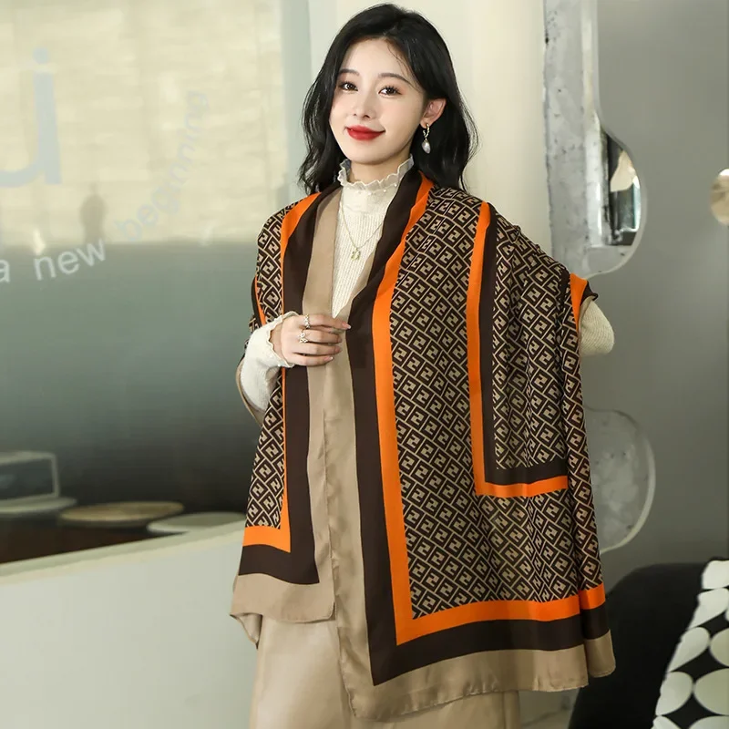 Корейский хлопковый и льняной шарф женские осенние зимние накидки шаль на четыре