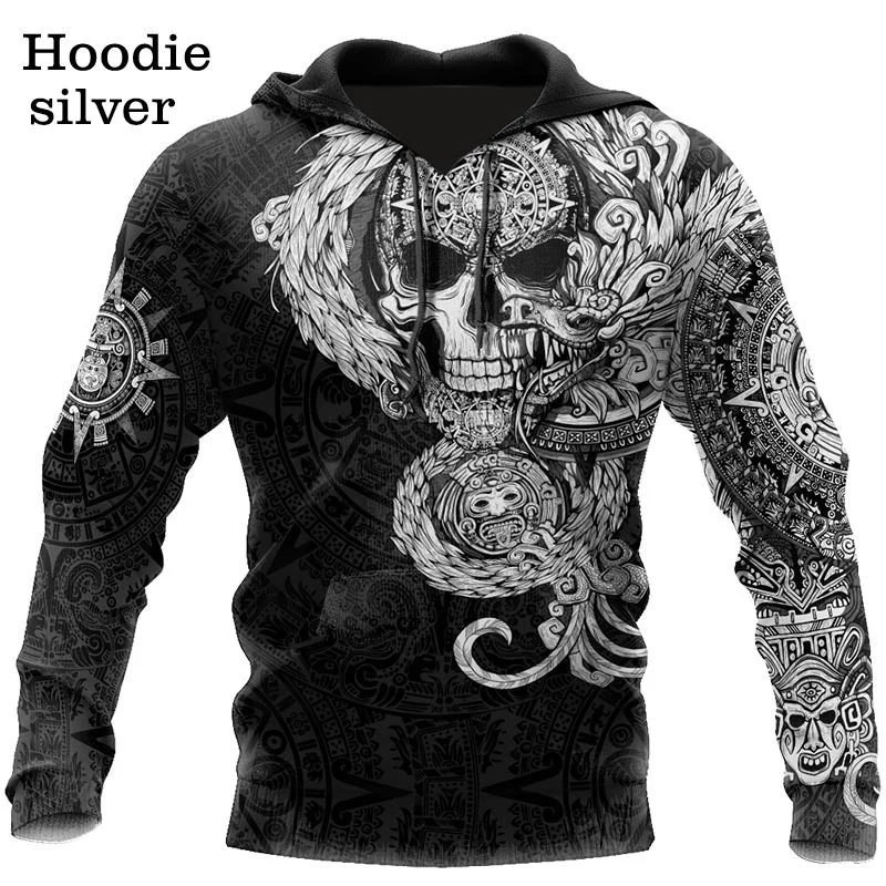 

Mexico Aztec Quetzalcoatl Skull Tattoo 3D Full Body Print Unisex Hoodie