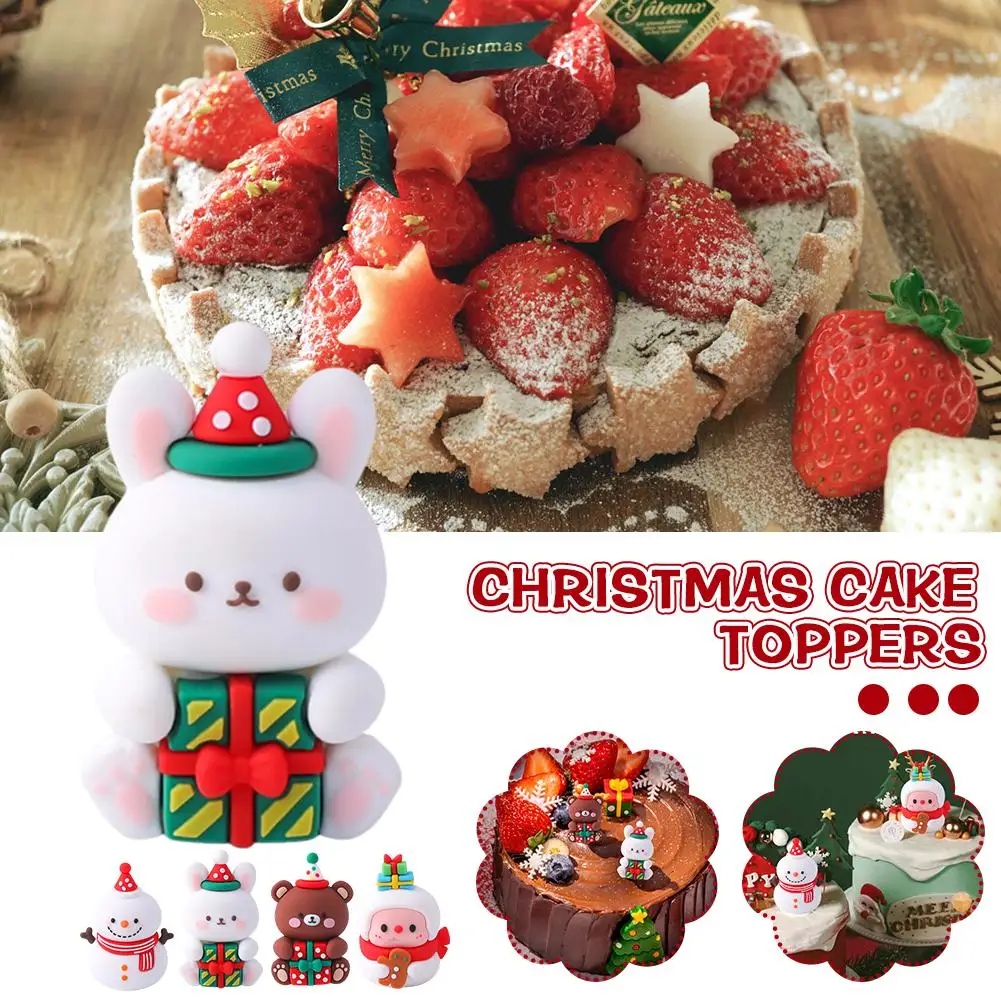 

Christmas 2024 Decoration Santa Claus Snowman Ornaments Cake Topper Xmas Cupcake Toppers Marry Christmas Year New Navidad N V0C1