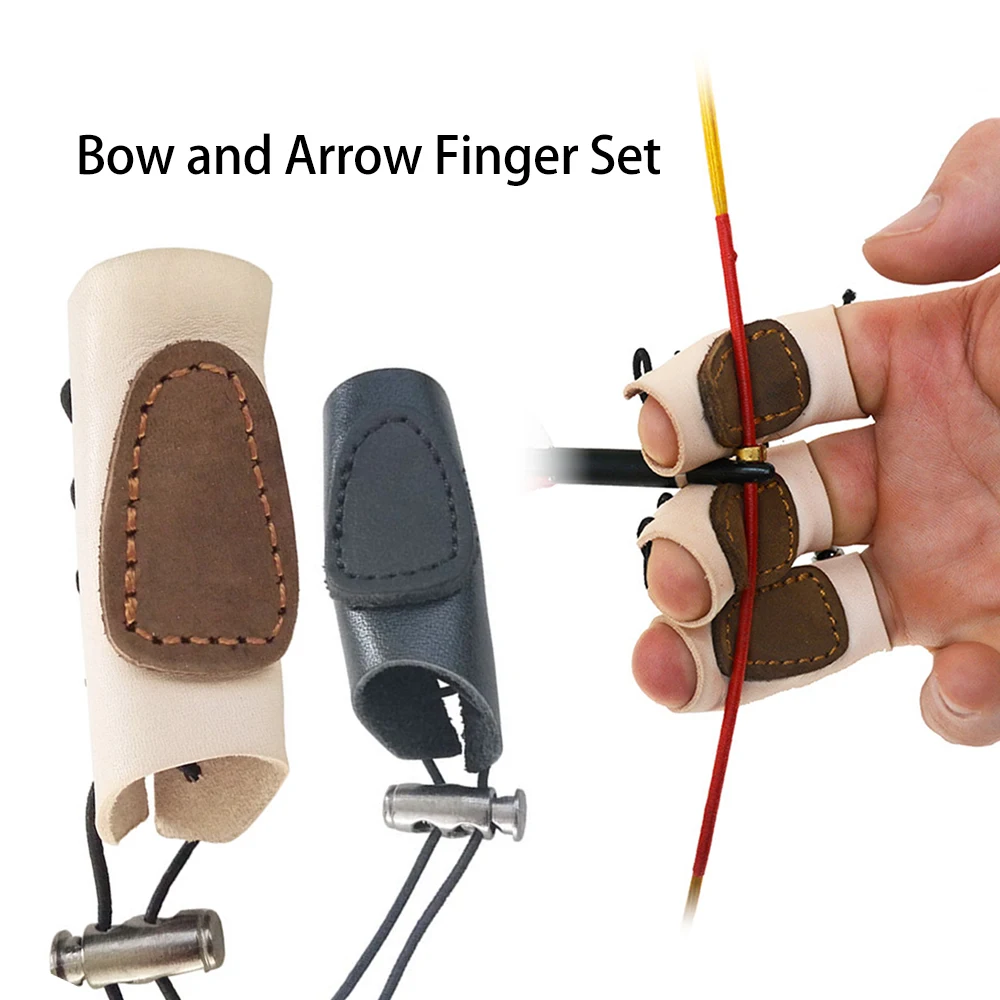 Archery 3 Finger Guard Shoot Gloves Pull Bow Arrow Shooting Hunting Gear Hunting Recurve Bow Finger Support Protector Split