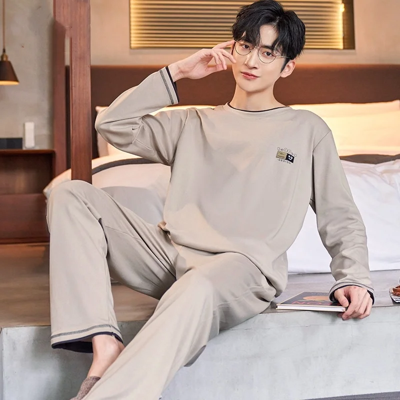 

Пижамы для мужчин, Топ с длинным рукавом и штаны, пижама для пареек, одежда для сна Nitown, Мужская зимняя хлопковая одежда ome Clotes Loune, комплект из 2 предметов