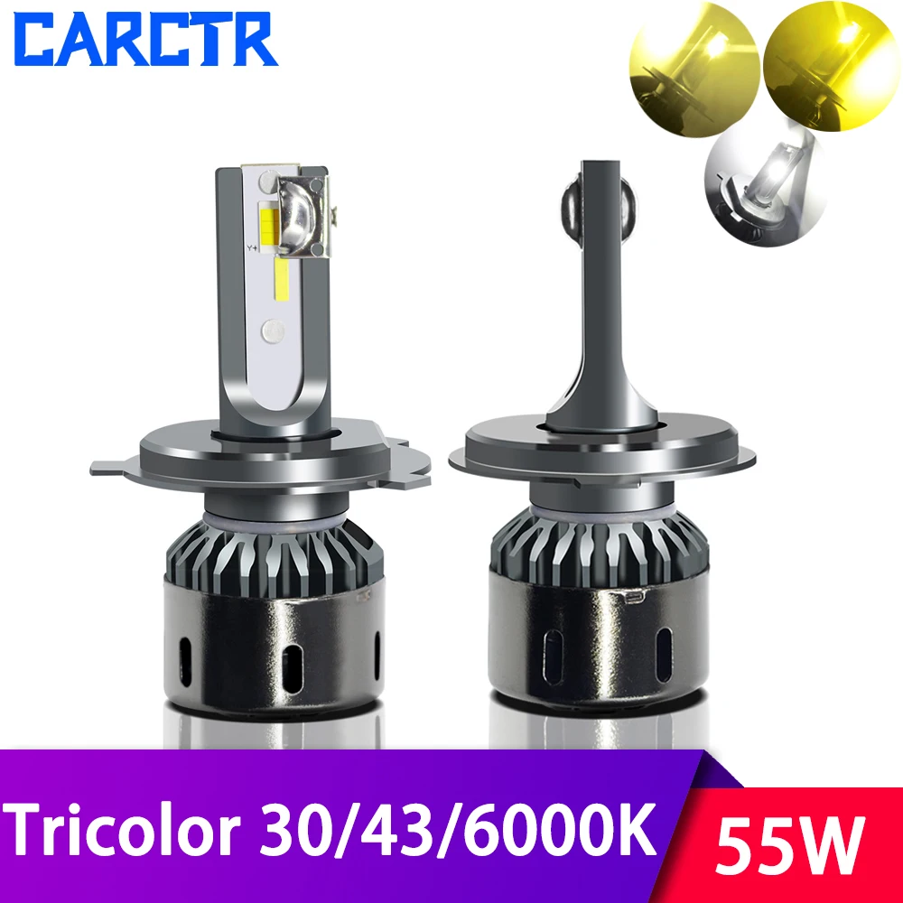 

Декодирующий драйвер светодиодный фары для автомобиля H4 лампы H13/1/H7 светодиодный светильник H3/H8/H9/H11 в он-лайн триколор 3000/4300/6000 К налобный фо...