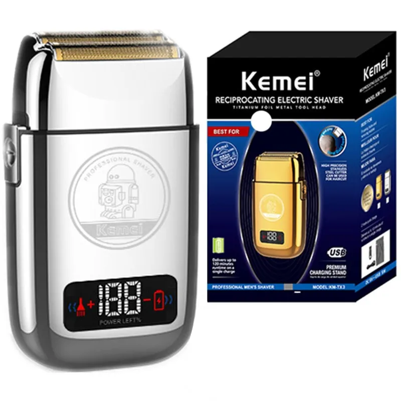 Kemei TX3 металлический корпус аккумуляторная бритва для мужчин волос бороды