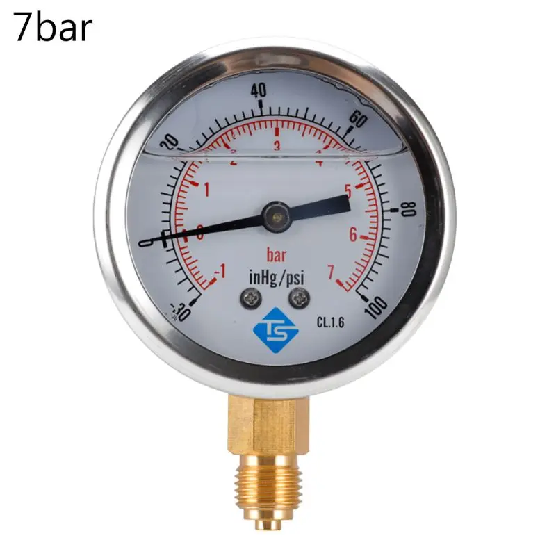 

GLYCERINE FILLED PRESSURE VACUUM COMPOUND GAUGES 68mm DIAL -1/+10 Bar & -30-150inhg/psi Btm