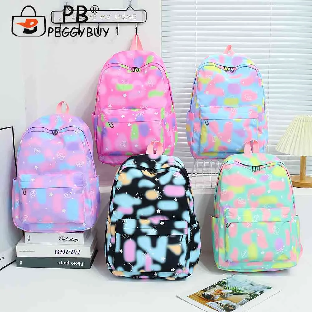 

3pcs/set Laptop Backpack Adjustable Strap Fashion Women Nylon Casual Backpack Cute Gradient Work Rucksack for Work School Travel