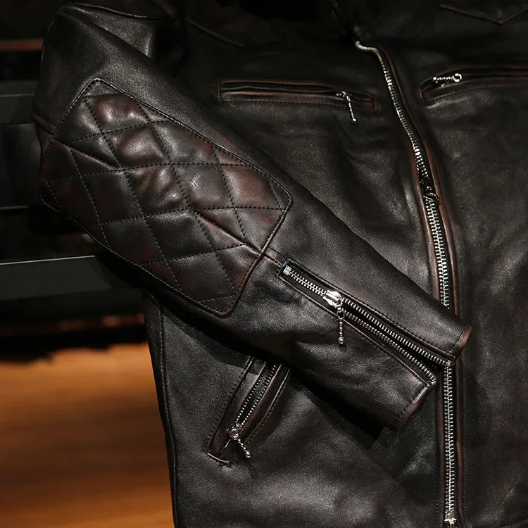 Новый Винтажный жакет. LNY из плотной коровьей кожи с чайным сердечником.