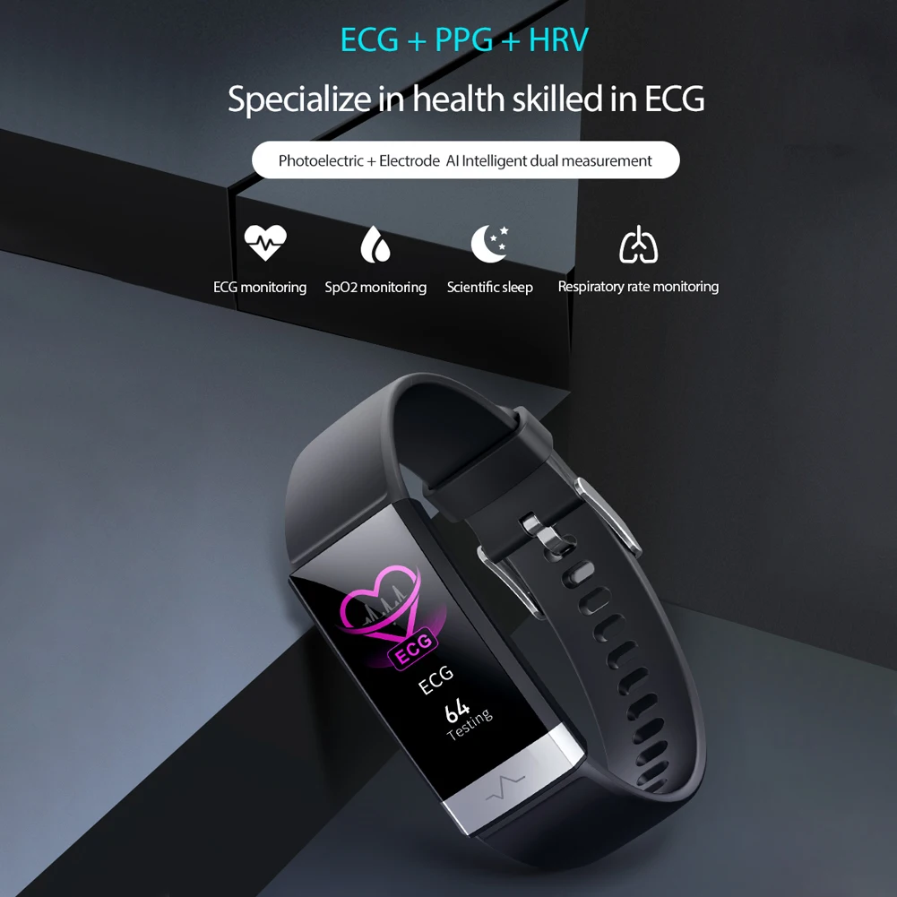 

V19 Smart Band Graceful and Beautiful Heart Rate Blood Pressure Oxygen Sleep Monitor ECG PPG Wristband 140x90x28mm