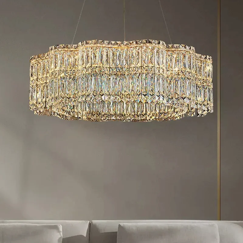 Pendant Lights Luxurying Living Room Crystal LED Girl Bedroom Hanging Lamp Round Dining Rectangular Kitchen