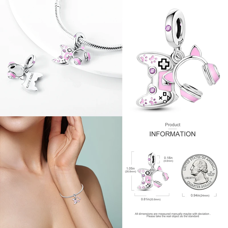 PAMELA 925 Стерлинговое Серебро розовый цвет фламинго подвеска цветок девушка собака