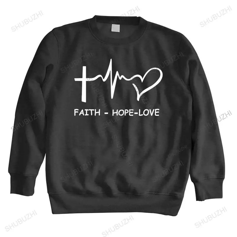 

autumn winter sweatshirt men new black long sleeve hoody Faith Hope Love Christian brand shubuzhi High Quality warm hoodie