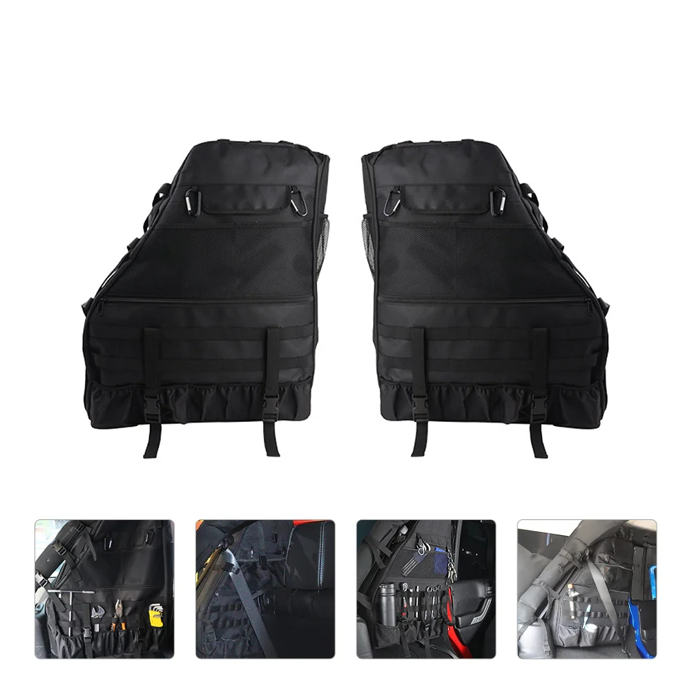 

2pcs Roll Bar Storage Bag Multi-Pockets Organizers Tool Holder (Black)