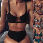 Женский сексуальный комплект бикини с высокой талией, кольцо леопард, купальник, купальники из двух частей, бикини с пуш-ап, черные купальники с подкладкой, пляжная одежда