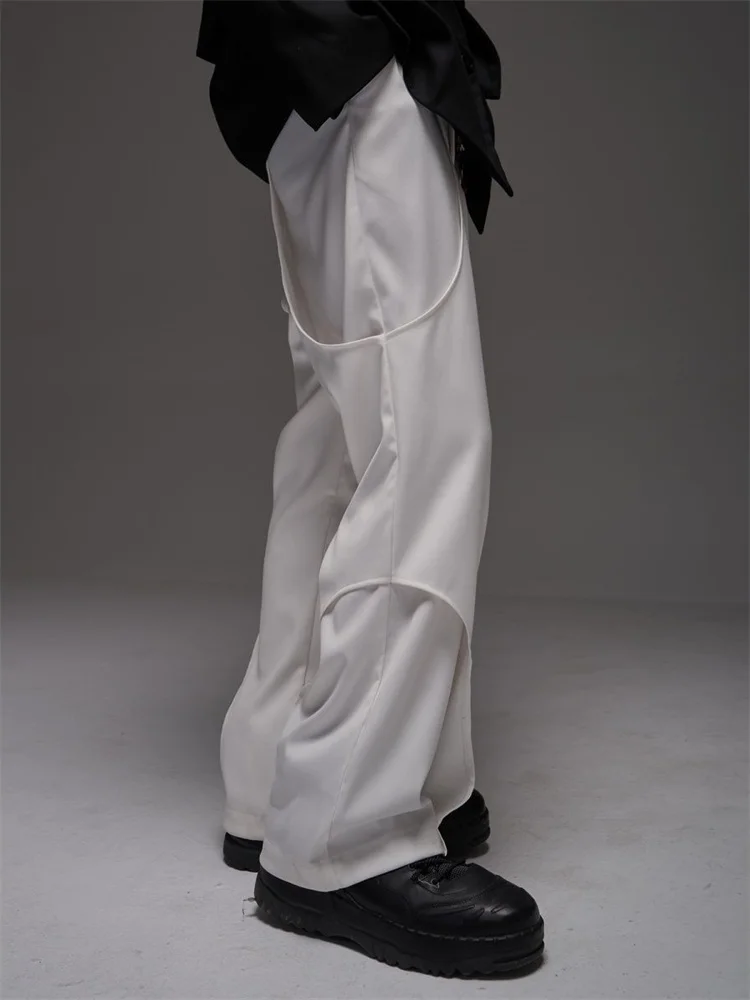 

Casual Pants Fake Two-piece Straight Trousers 2022 New Spring Autumn High Street Fashion Drape Men Women Elastic Solid Bottoms