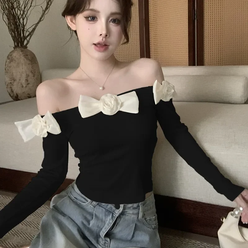 Женская трикотажная рубашка абрикосового цвета Топ с длинным рукавом Нежная