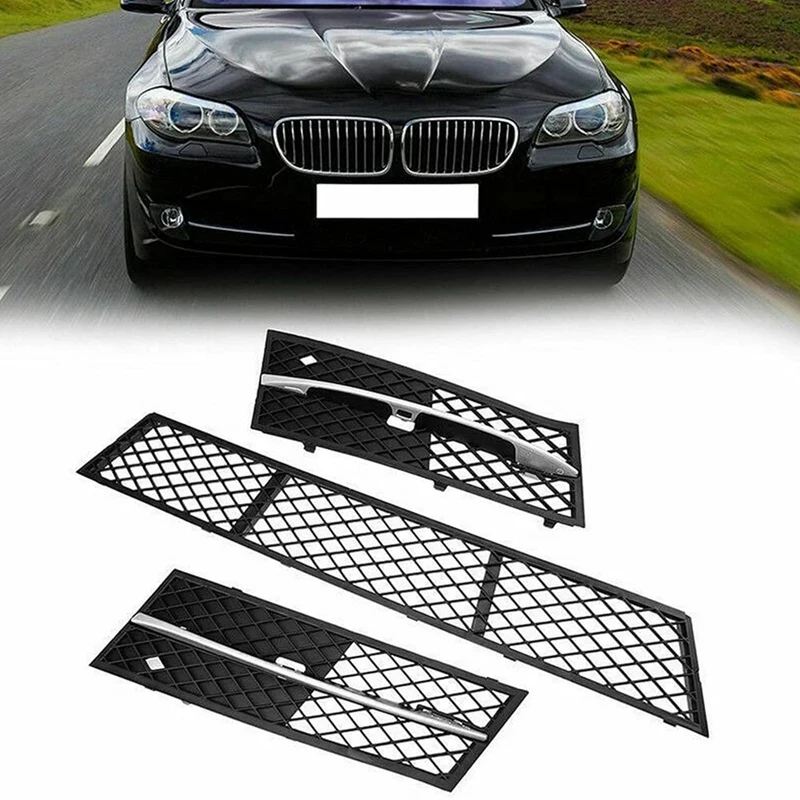 

3Pcs Front Bumper Lower Grille Cover for -BMW 5 Series F10 F11 2009-2013 51117200699 51117200700 51117285950