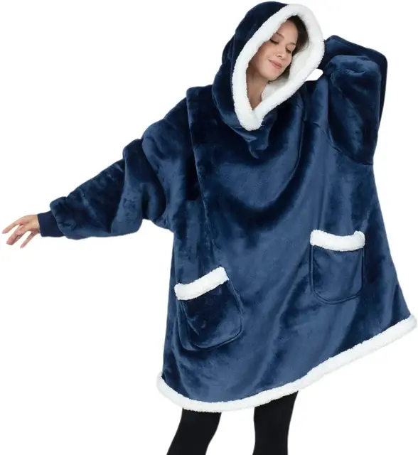 Women Oversized Hoodie Blanket with Sleeves Fleece Warm Hoodies Sweatshirts Giant TV Blanket Women Hoody Robe Casaco Feminino 3