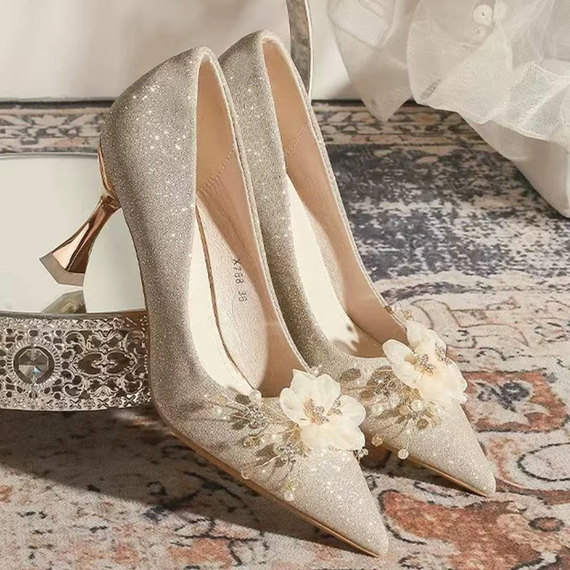 Роскошные женские туфли на высоком каблуке с кристаллами пикантные вечерние