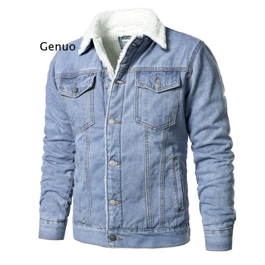 Мужская Повседневная джинсовая куртка светло-голубая облегающая из денима