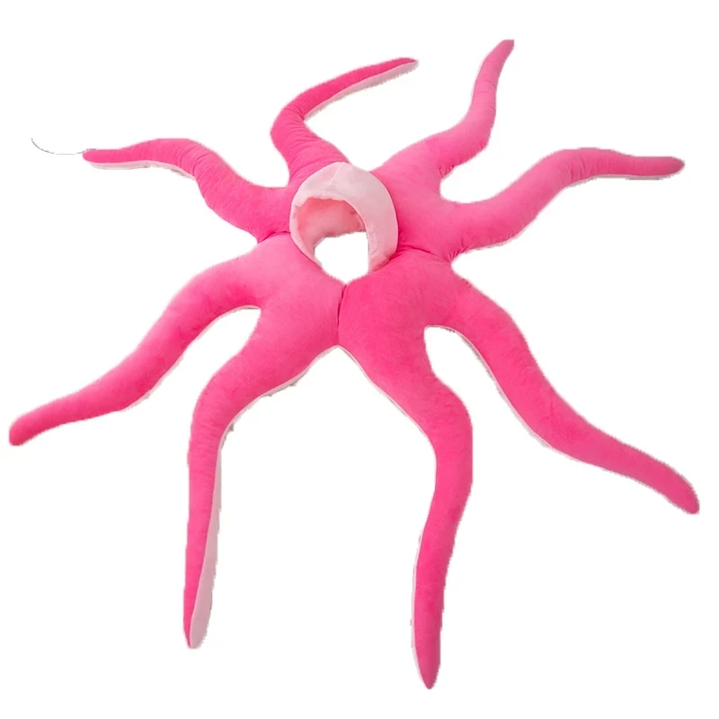 

120cm Cartoon Plush Funny Pink Octopus Hat&Cloak Toys Clothes Fluffy Cuttlefish Mantle Cosplay Props Surprised Present For Kids