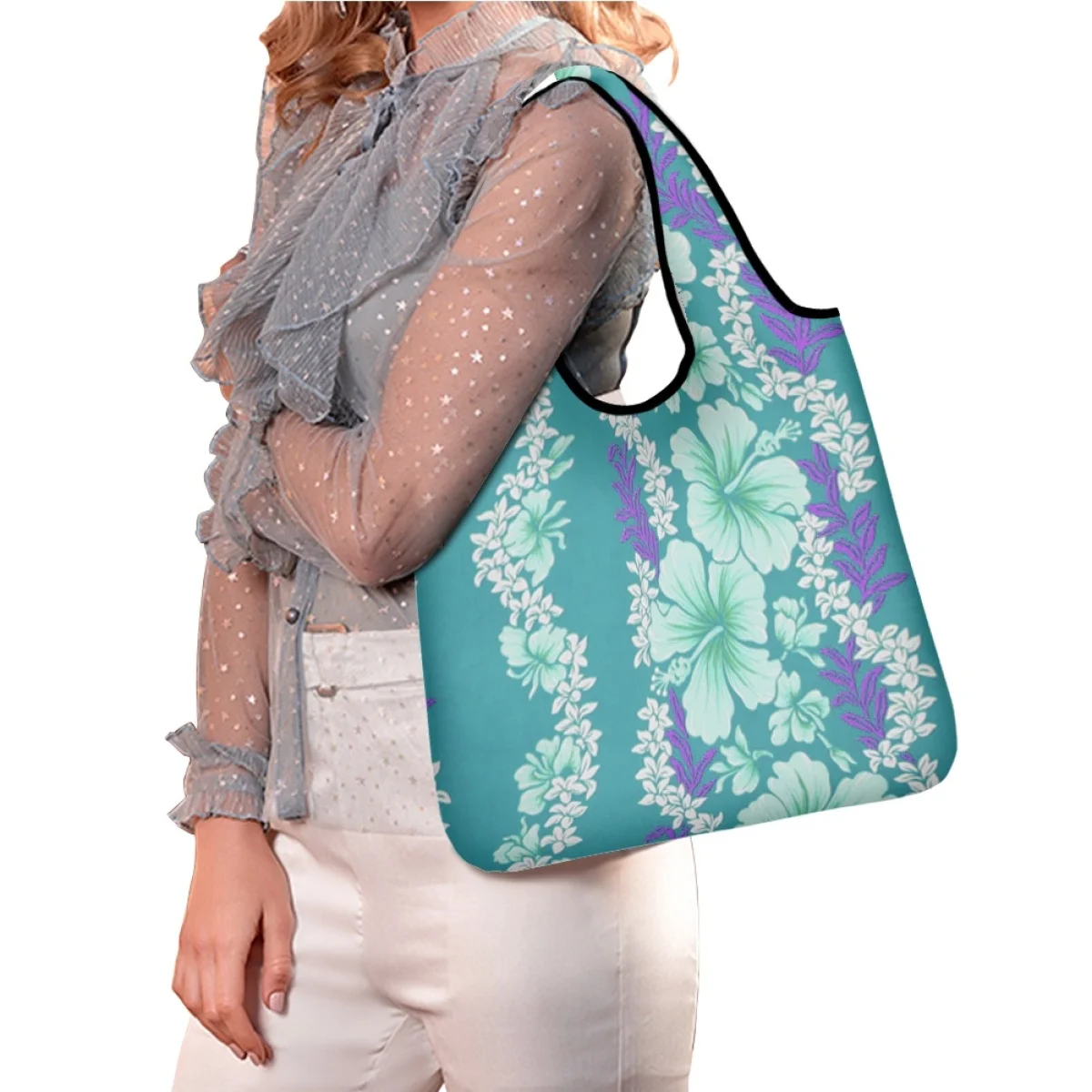 

TOADDMOS Polynesian Tribal Design Luxury Shopping Bag Hawaiian Hibiscus Flower Handbag High Quality Tote Storage Pocket Female