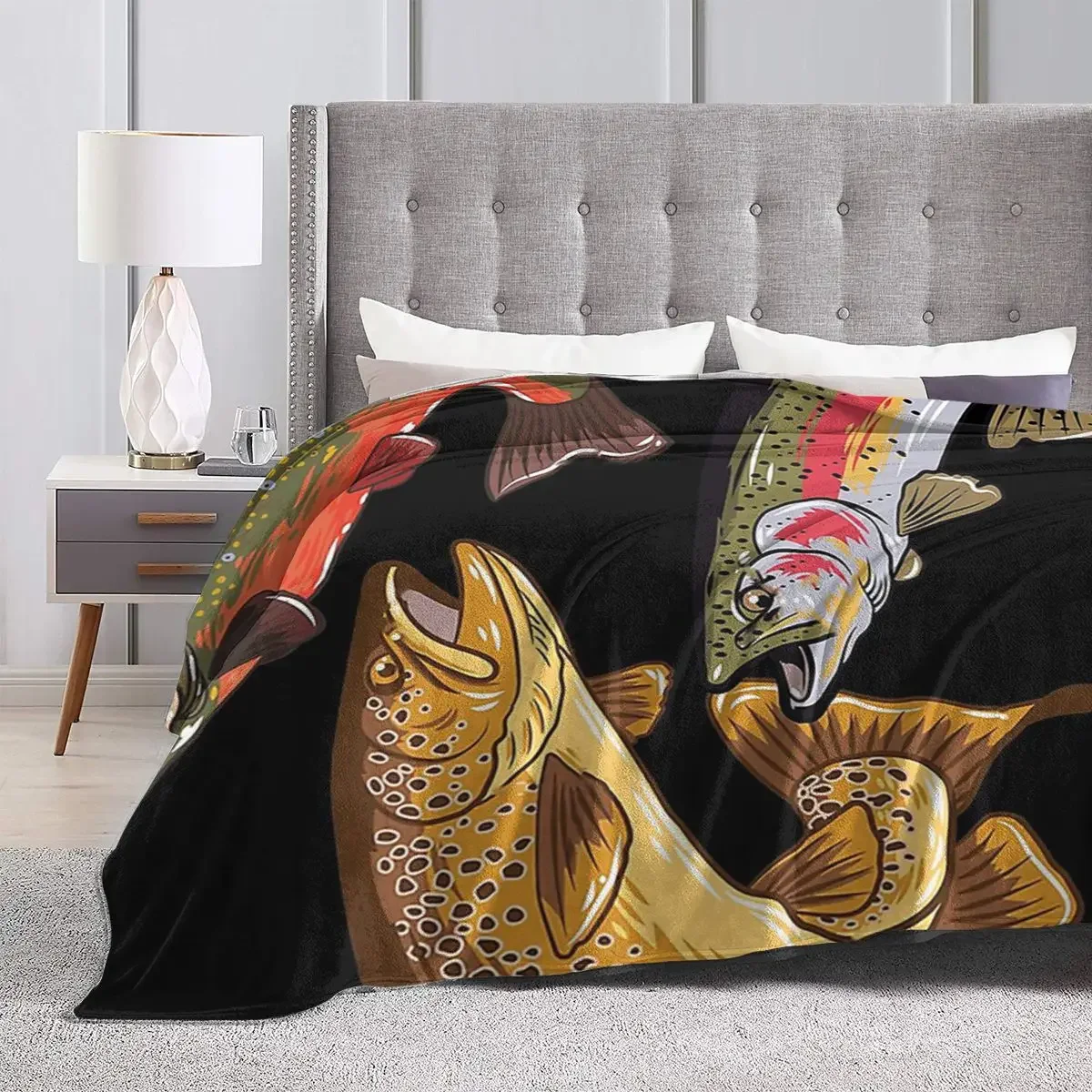 Одеяло для ловли нахлыстом форели мягкий теплый фланелевый плед покрывало